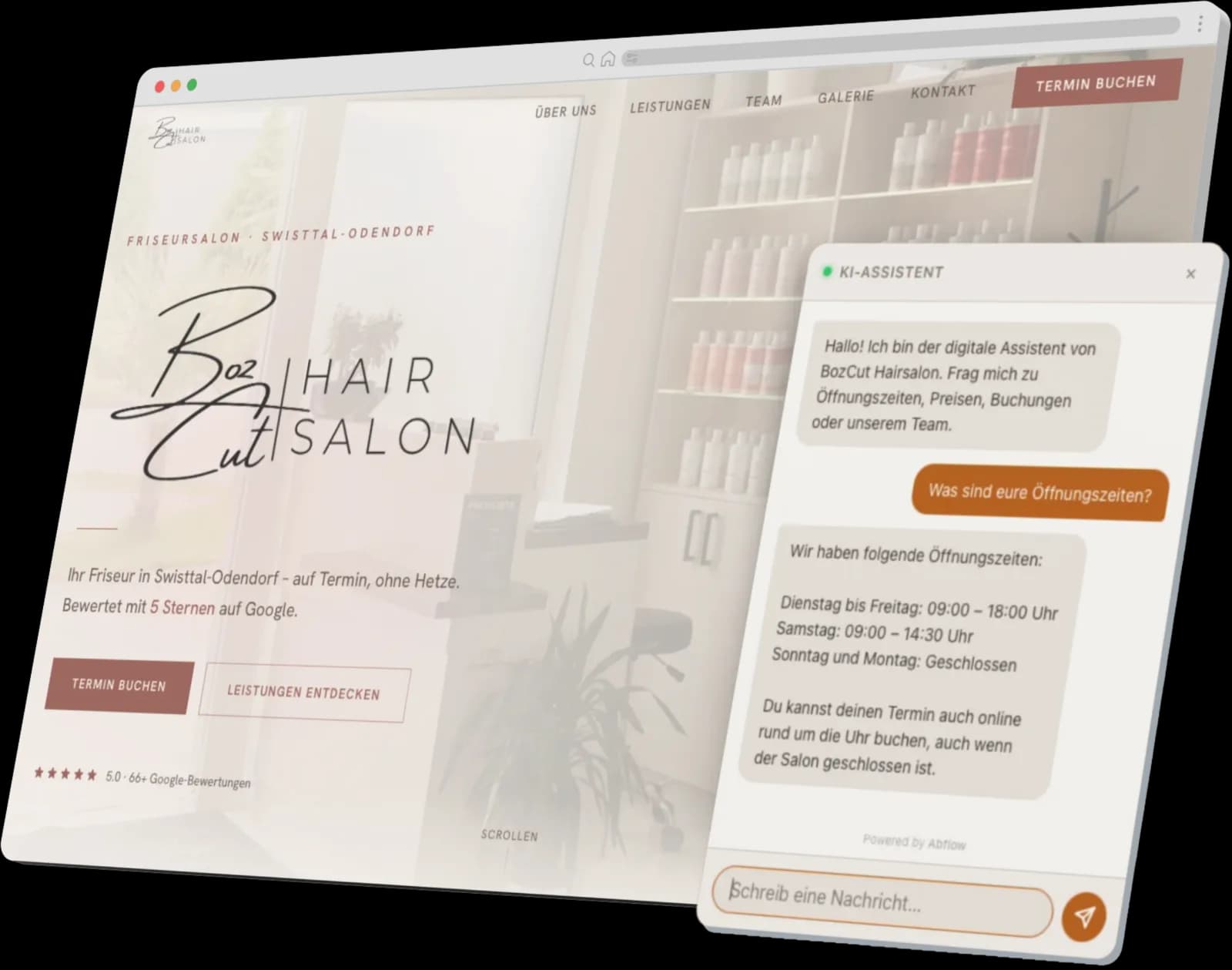 Chatbot live auf einer Agentur-Website